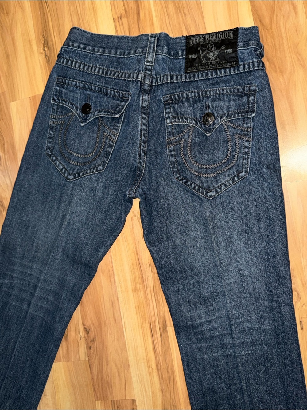True Religion Ricky T Rainbow Billy Flap Pocket Made In USA Y2K Jeans Mens 34x29